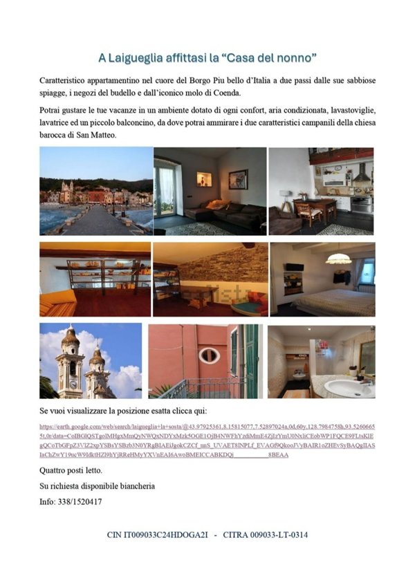 appartamento in affitto a Laigueglia