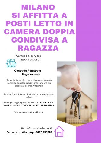 camera singola in affitto a Milano in zona Bocconi