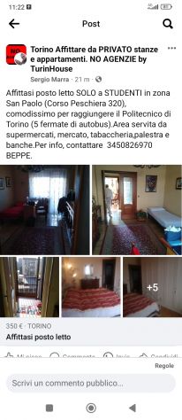 camera singola in affitto a Torino in zona Borgo San Paolo