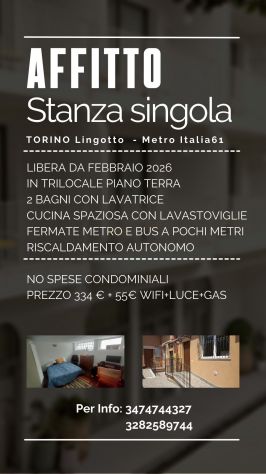 camera singola in affitto a Torino in zona Lingotto