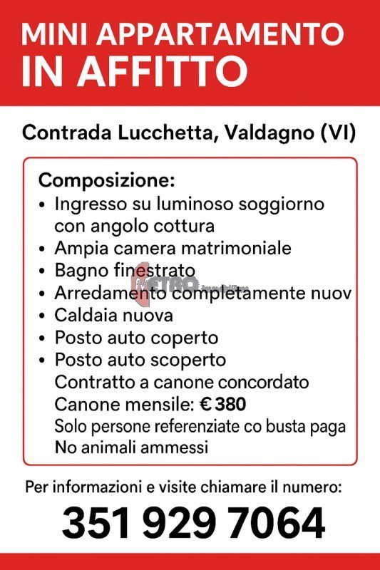 appartamento in affitto a Valdagno