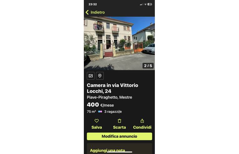 camera singola in affitto a Venezia in zona Mestre