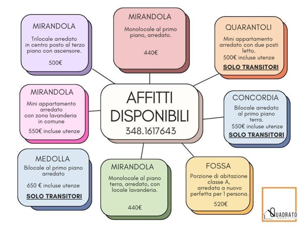 appartamento in affitto a Mirandola