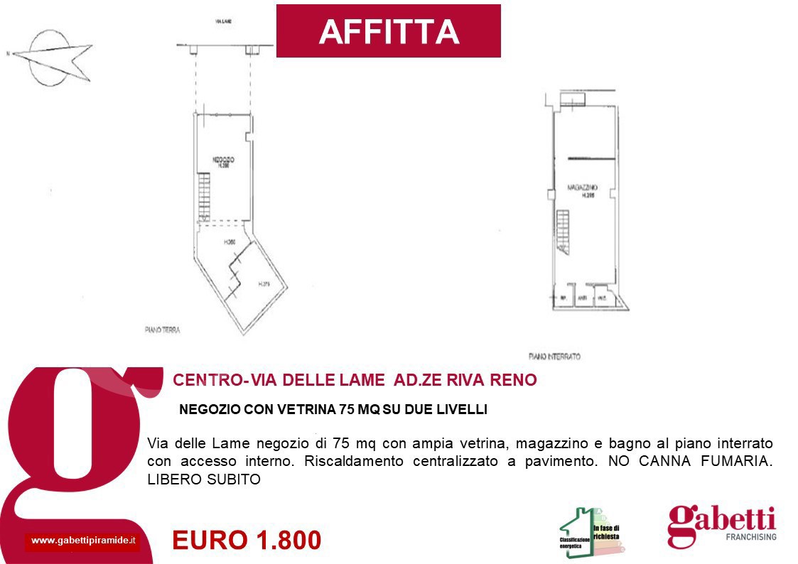 negozio in affitto a Bologna in zona Reno