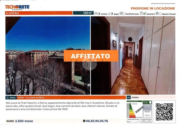 appartamento in affitto a Roma in zona Della Vittoria