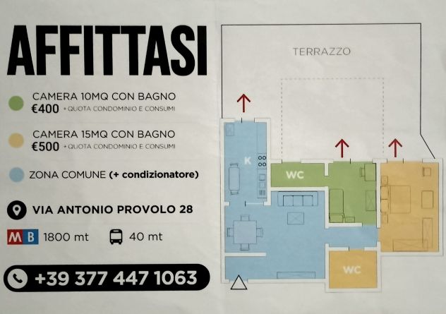 camera singola in affitto a Roma in zona Monte Sacro/Talenti