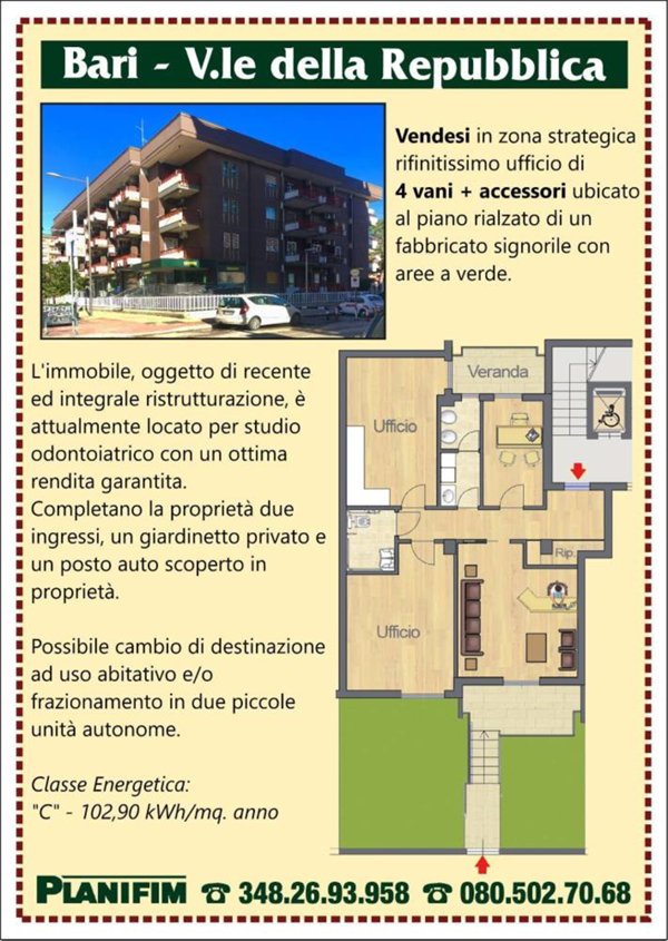 ufficio in vendita a Bari in zona Carrassi