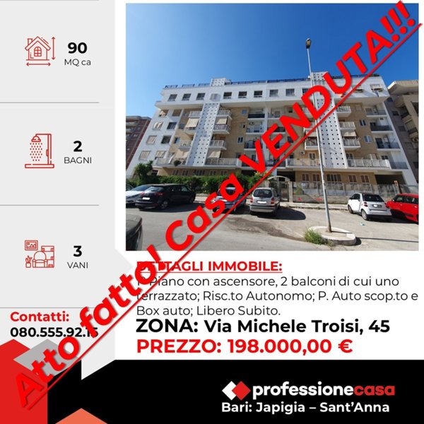 appartamento in vendita a Bari in zona Japigia