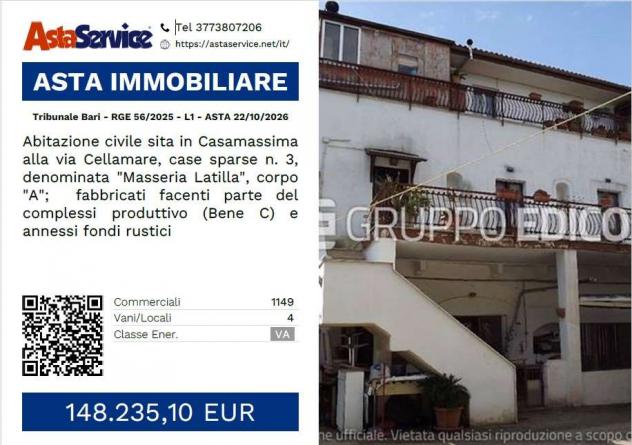 appartamento in vendita a Casamassima