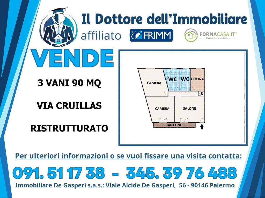 appartamento in vendita a Palermo in zona Cruillas