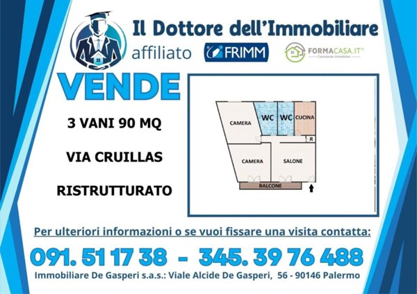 appartamento in vendita a Palermo in zona Cruillas