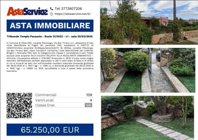 appartamento in vendita ad Olbia in zona Pittulongu