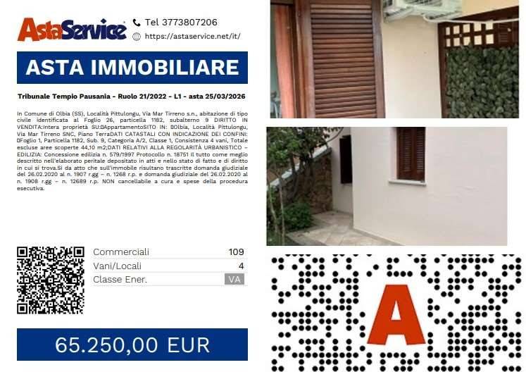 appartamento in vendita ad Olbia in zona Pittulongu