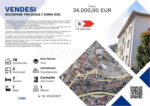 appartamento in vendita a Como in zona Sagnino