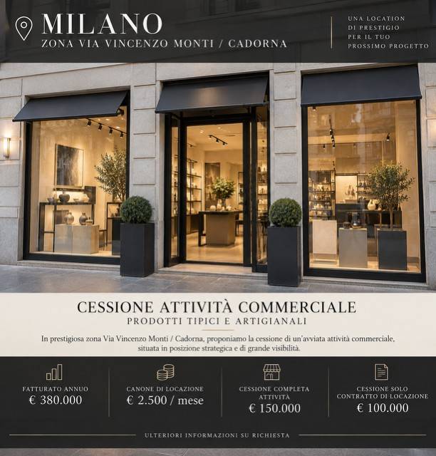 negozio in vendita a Milano in zona Cadorna