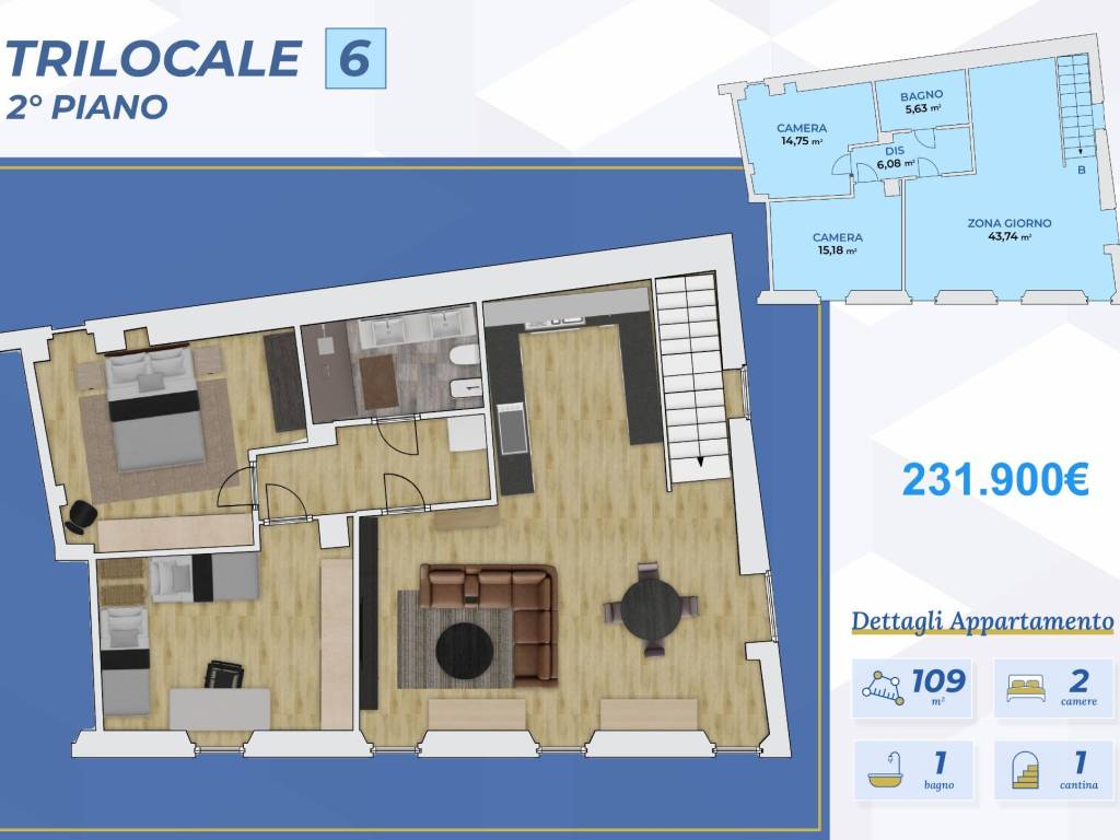 appartamento in vendita a Boltiere