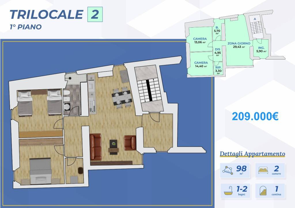 appartamento in vendita a Boltiere