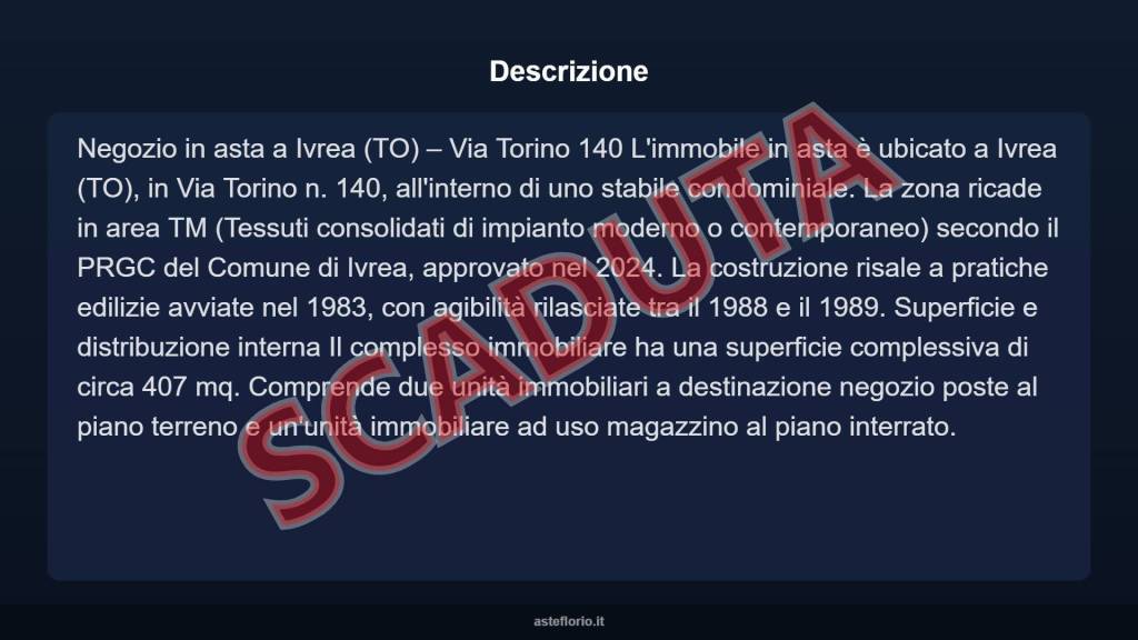 negozio in vendita ad Ivrea