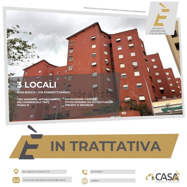 appartamento in vendita a Roma in zona Don Bosco