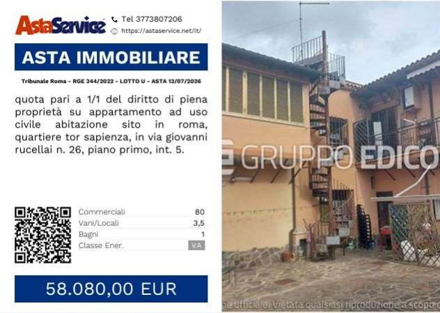 appartamento in vendita a Roma in zona Tor Sapienza