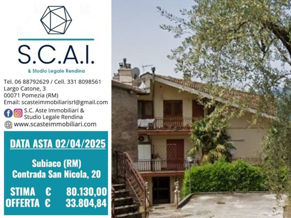 appartamento in vendita a Subiaco