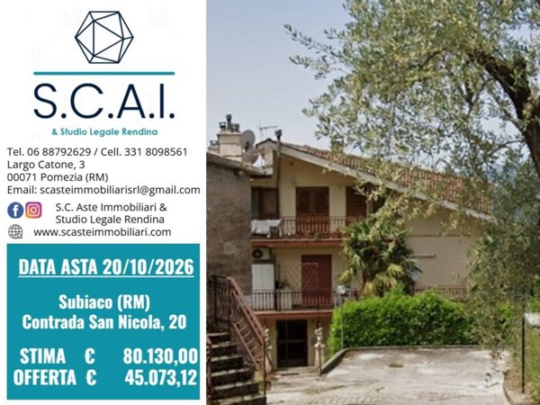 appartamento in vendita a Subiaco in zona Vignola